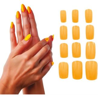 12pcs False Nails with Glue - Neon Orange