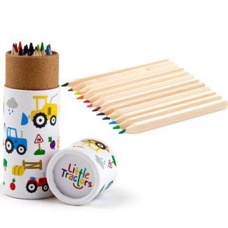 Little Tractors Pencil Pot with 12 Colouring Pencils