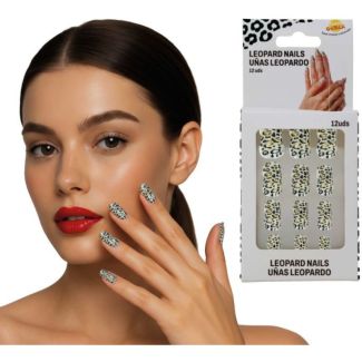 12pcs Print False Nails with Glue - Leopard