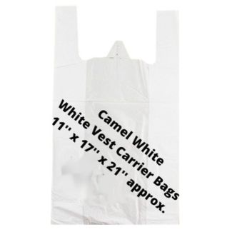 White Plastic Carrier Bags 11x17x21" 