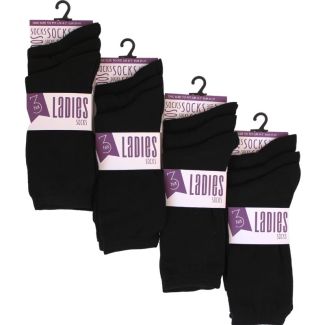 Wholesale Ladies Plain Black Socks (3 Pair Pack)