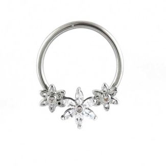 Wholesale Gem Set Flowers Nipple Ring