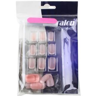 15pcs Pink False Nail Kit with Glue & Nail File