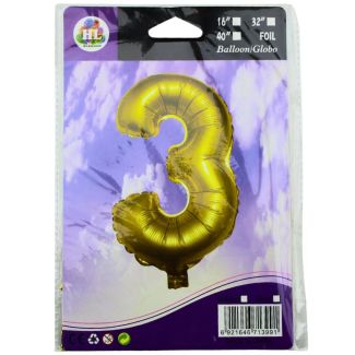 16" Number "3" Air filled Foil Balloon - Silver