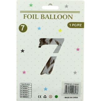 16" Number "7" Air filled Foil Balloon - Silver