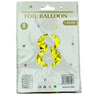 16" Number "8" Air filled Foil Balloon - Gold