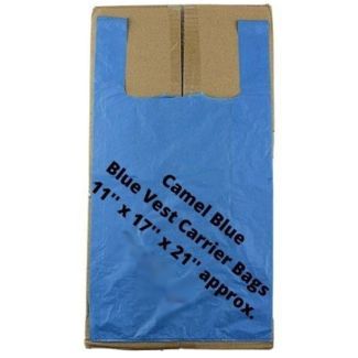 Blue Plastic Carrier Bags 11x17x21" (box) 