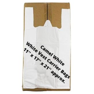 White Plastic Carrier Bags 11x17x21" (box)