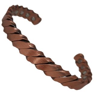 Magnetic Copper Bangle (12 Magnets) - Plaited Design  (One Size) 