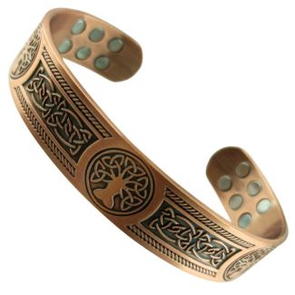 Magnetic Copper Bangle (18 Magnets) - Tree Of Life (B) (One Size)