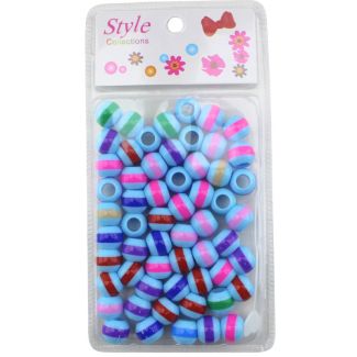 1pcs Striped Hair Beads Light Blue - Assorted