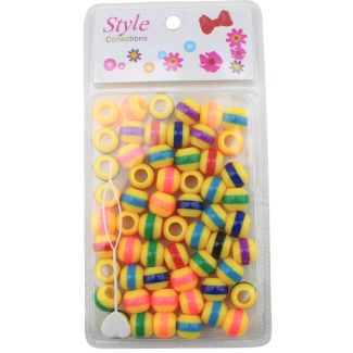 61pcs Striped Hair Beads Yellow - Assorted