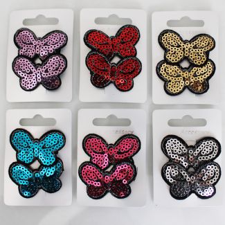 Sequin Butterfly Motif on Beak Clips (Assorted Colours)