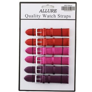 Allure Leather Metallic Watch Straps - Assorted Colours - 20mm