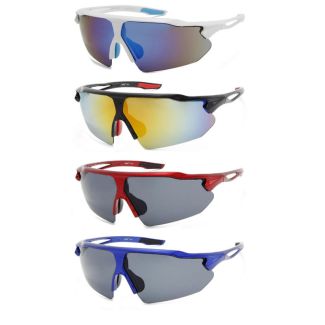 Men's Over-Sized Semi-Rimless Sports Sunglasses With Pouch - Assorted 