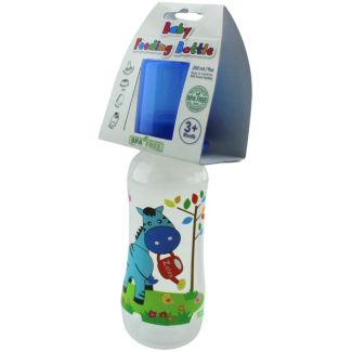 250ml (9oz) Baby Feeding Bottle with Silicone Nipple - Assorted Designs - Pack of 6