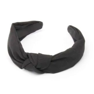2.8cm Wide Knotted Satin Aliceband - Black