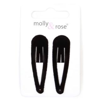 2pcs Black Velvet Covered Sleepies Hair Clips - 5cm