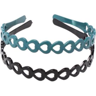 2pcs Linked Hearts Plastic Alice Bands - Assorted - 1.5cm Wide