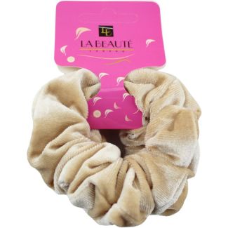 2pcs Velvet Hair Scrunchies Beige - 10cm