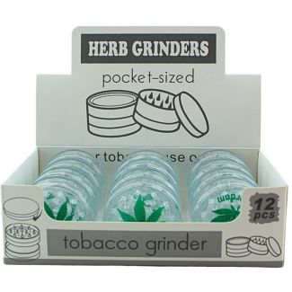 3-Part Pocket Size Tobacco Hand Muller with Leaf Design - (Clear)