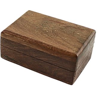 Carved Wooden Storage Box with Hinged Lid