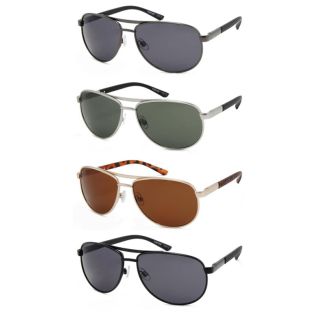 Men's Designer Metallic  Double Bridge Sunglasses With Pouch - Assorted