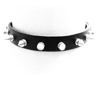 1 Row Spiked Genuine Leather Choker