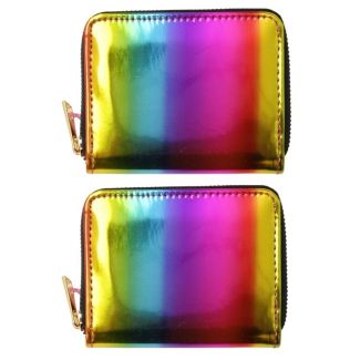 Wholesale Ladies Metallic Rainbow Zip Coin Purse