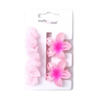 3pcs Small Scrunchie & Hibiscus Mini Clamp Set – Assorted