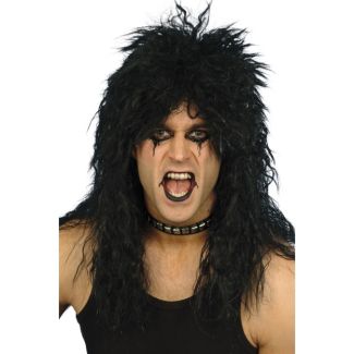 Hard Rocker Long Tousled Party Wig - Black