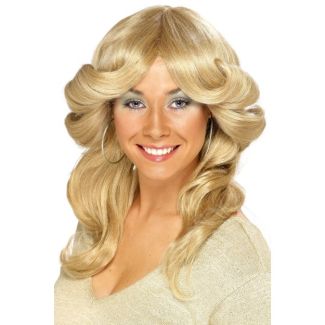 70s Wavy & Long Flick Party Wig - Blonde