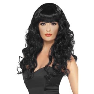 Siren Long Curly With Fringe - Black
