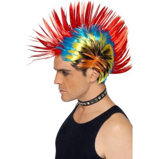 Wholesale 80s Street Punk Mohawk Multi-Coloured Wig