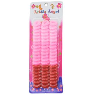 45pcs Spiral Ponytail Hair Elastics - Pink & Red Assorted - 2cm x 5mm