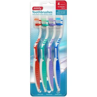 4pcs Minty Toothbrushes - Assorted Colours