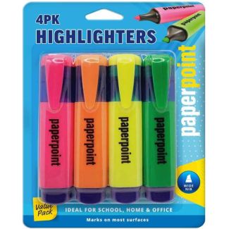 4pcs Paper Point Bright Highlighters(Yellow, Pink, Green and Orange)
