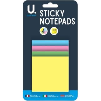 U. Sticky Notepads 4 Pack 140 Sheets - Assorted