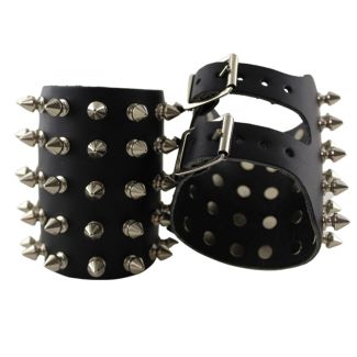 5 Row Spiked Leather Wristband