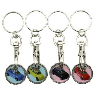 Trolley Coin Keyrings - Mini Cooper Assorted