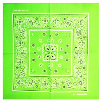 Floral Print Bandana - Neon Green
