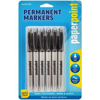 6pcs Paper Point Pen Sharp Style Permanent Markers - Black