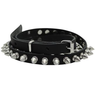 Leather 1 Row Spiked Belt Black (Thin M) Wholesale