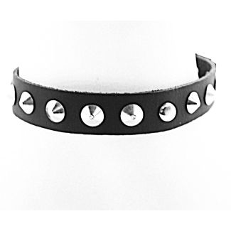  Leather 1 Row Conical Studded Choker