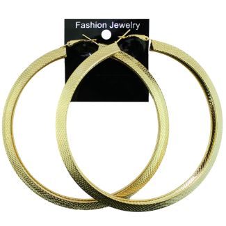 Gold Patterned Hoop Earrings - 9cm