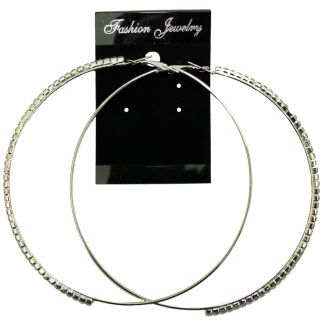 Silver Crystal Hoop Earrings - 10cm