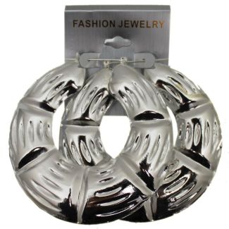 Silver Circle Bamboo Hoop Earrings - 8cm