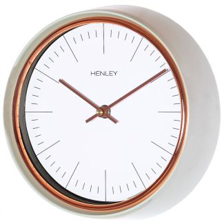 Henley Metal Wall Clock - Green/Rose Gold - 25cm