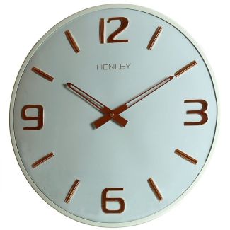 Henley Modern Wall Clock - Blue/Rose Gold - 40cm
