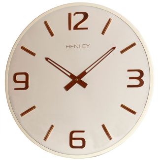 Henley Modern Wall Clock - Cream/Rose Gold - 40cm
